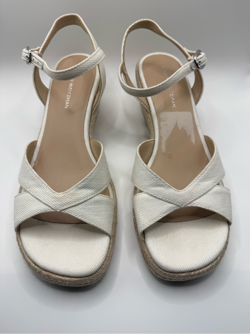 Stuart Weitzman Miami Espadrille Wedge Sandals White Size 7.5 NWOB - Picture 5 of 11